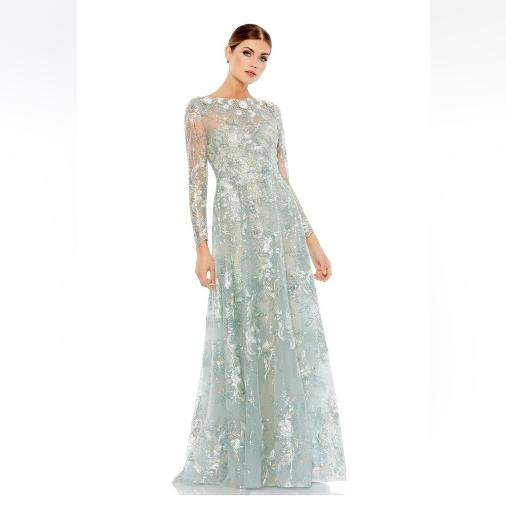 Mac Duggal 67498 NWT Bateau Neckline Floral Dress